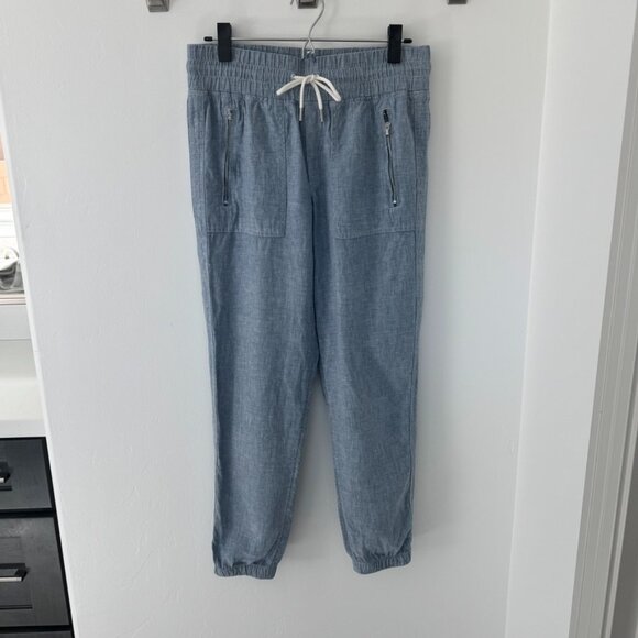 Athleta Linen Chambray Blue Jogger Style Pants - Picture 1 of 12